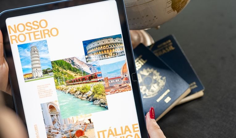 Traveller planning a safe holiday with globe and passports